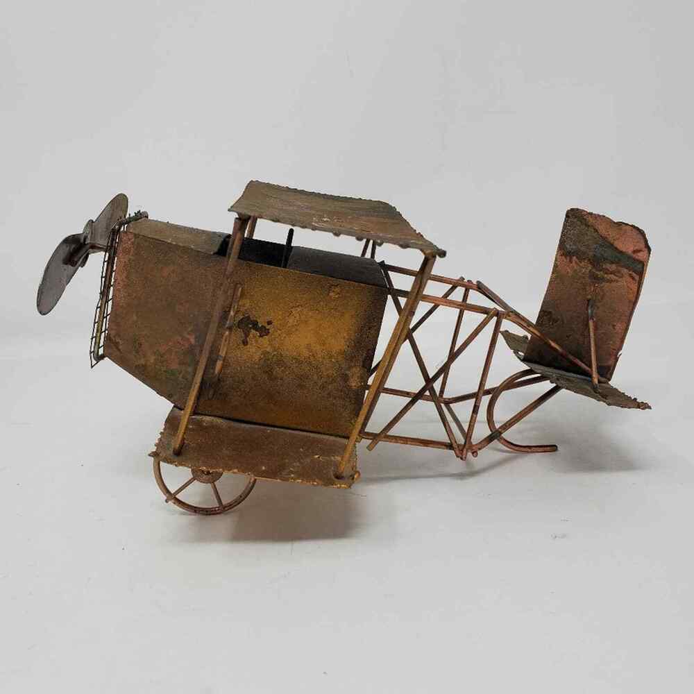 Vintage Copper Metal wind up airplane Music box decor Excellent condition